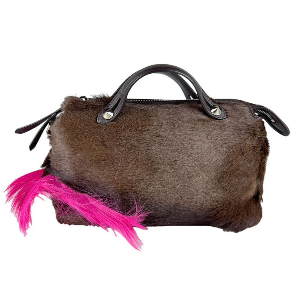 Fendi 2way Shoulder Bag By The Way Calf Hair Leather Brown